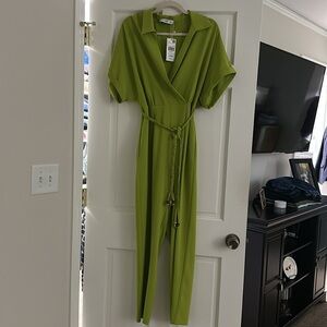 NWT Mango Vibrant Green Jumpsuit with Belt